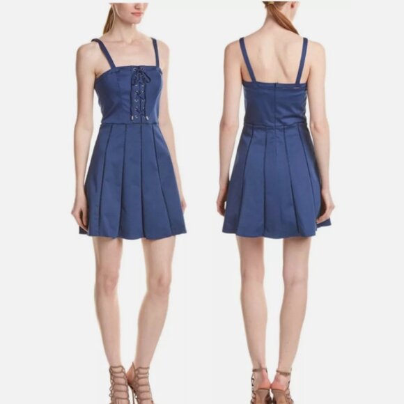 PARKER Athena Lace-up Sleeveless A-Line Dress Stealth Blue Dress - Picture 1 of 15
